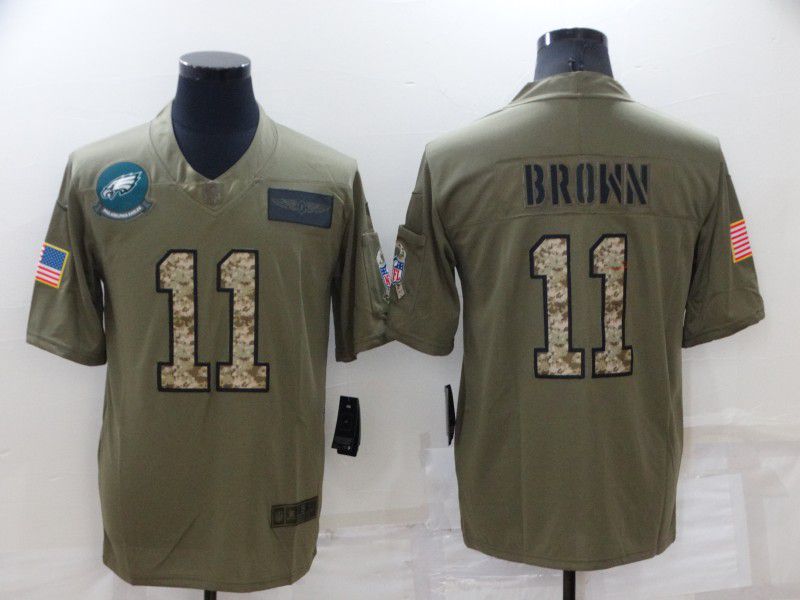 Men Philadelphia Eagles 11 Brown 2022 Nike Olive Camo Salute to Service Limited NFL Jersey